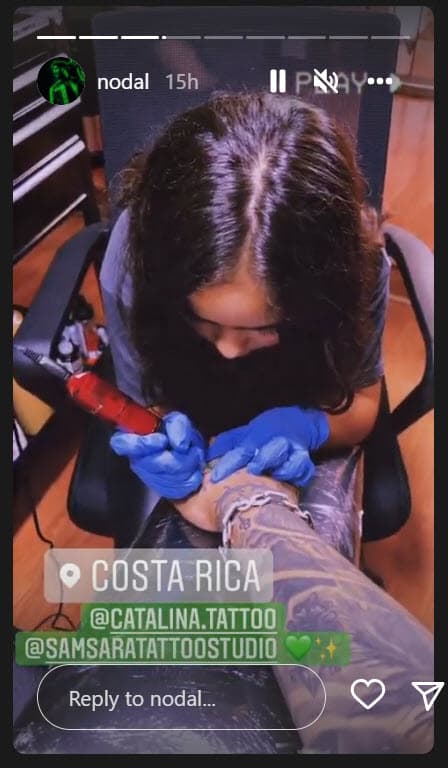 Hasta ahora, poco se sabe acerca de lo que Nodal ha hecho con ese diseño. En Costa Rica, se dejó tatuar por Catalina Araya, una niña que ya es muy hábil en este arte. 
<br>