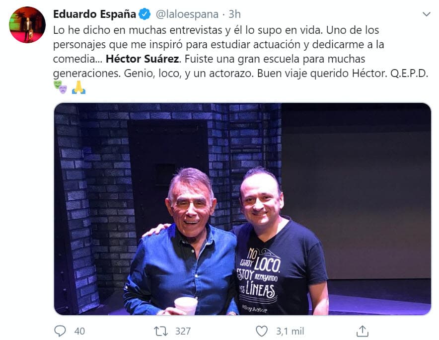 <b>Lalo España</b> reiteró que el fallecido actor fue una de sus inspiraciones para dedicarse a la comedia.