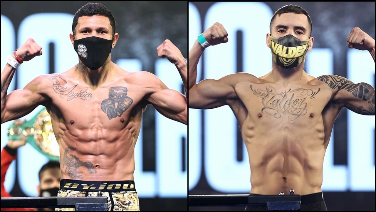 Todo listo para el combate entre Berchelt y Valdez | Las espectaculares imágenes del pesaje de los protagonistas y del resto de la cartelera.