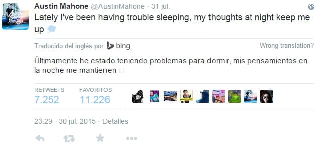 Hace unos días Austin posteó que no podía dormir y que estaba como pensativo...