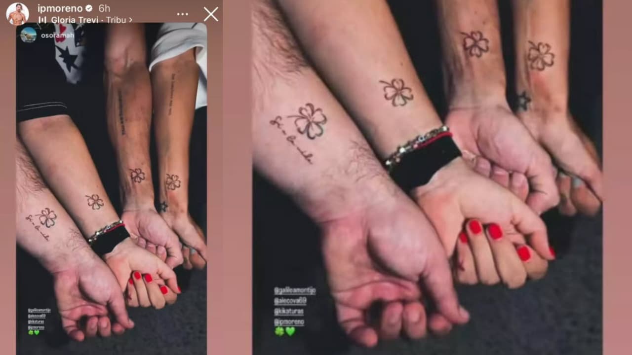 Galilea Montijo e Isaac Moreno se tatuaron un trébol de cuatro hojas junto a otras dos personas.
