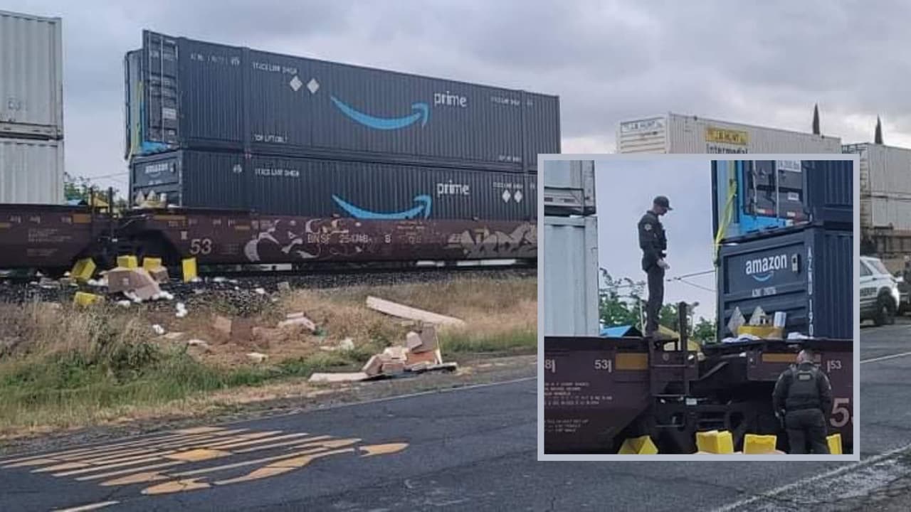 Saquean un contenedor de Amazon en un robo a un tren en Merced