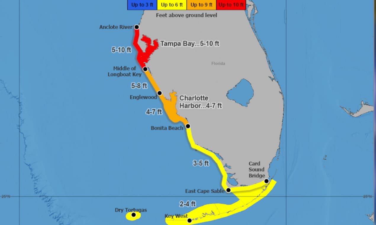 Declaran evacuación obligatoria de Zona A del condado Pinellas a partir de las 6 PM del lunes 