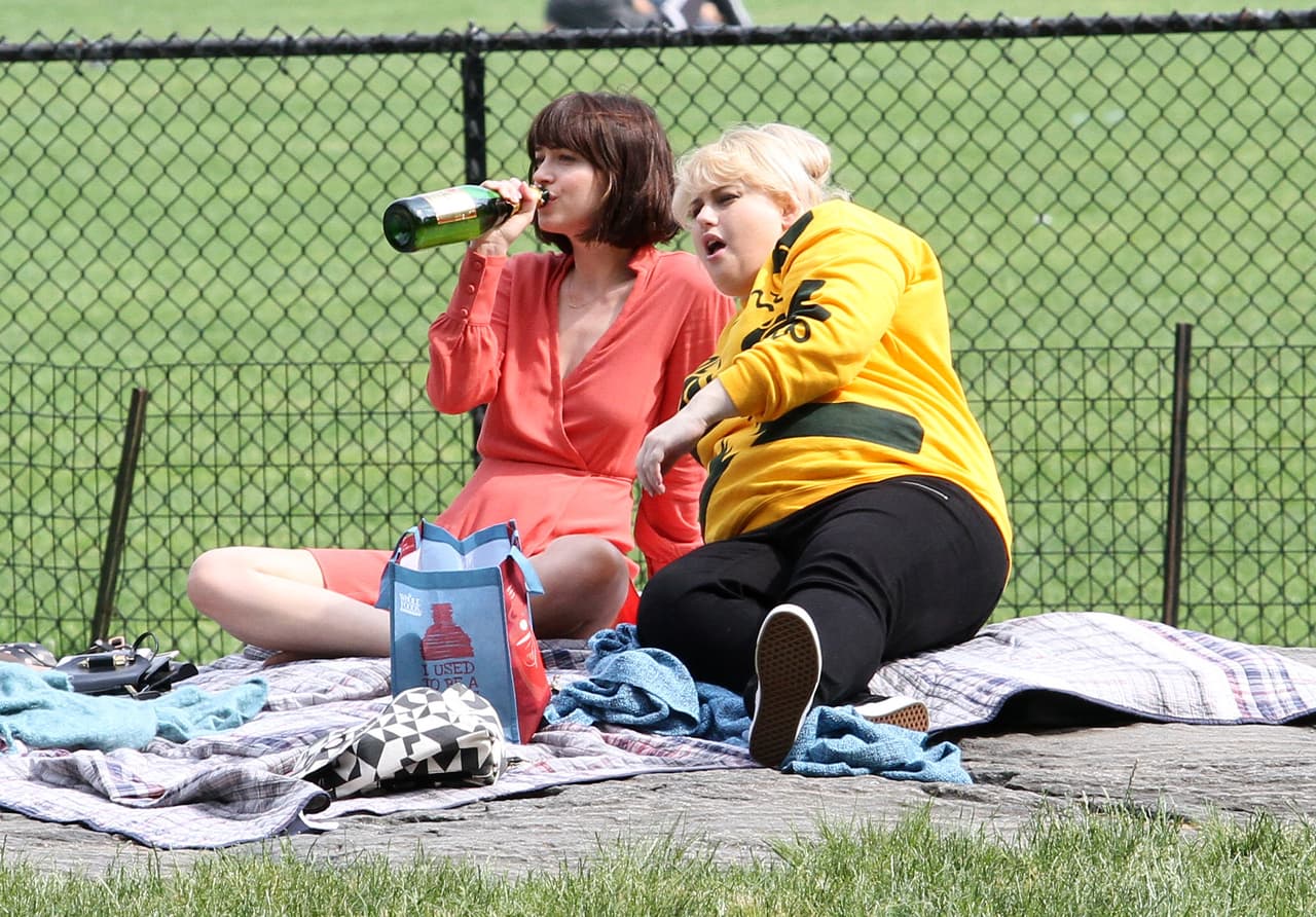 La vimos empinándose la botella de champagne en pleno Central Park.