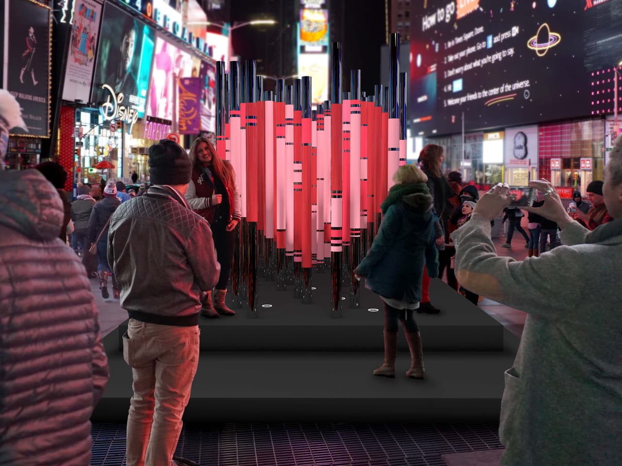 El nuevo símbolo romántico de Times Square que homenajea a los inmigrantes