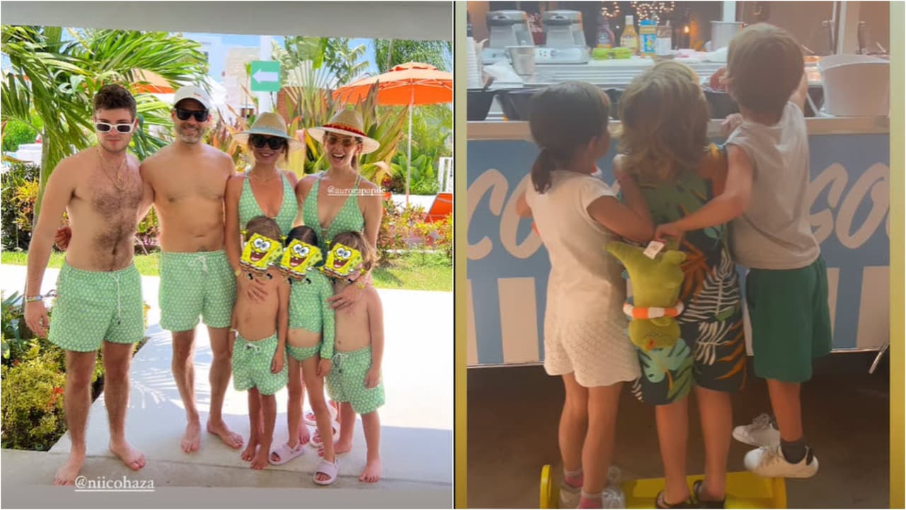 Ludwika Paleta y sus tres hijos en las vacaciones de verano 2023.