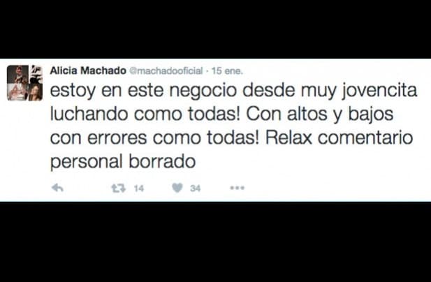 Al ver el terremoto que se le vino encima, Alicia tuvo que borrar su comprometedor comentario y se justificó en redes sociales.