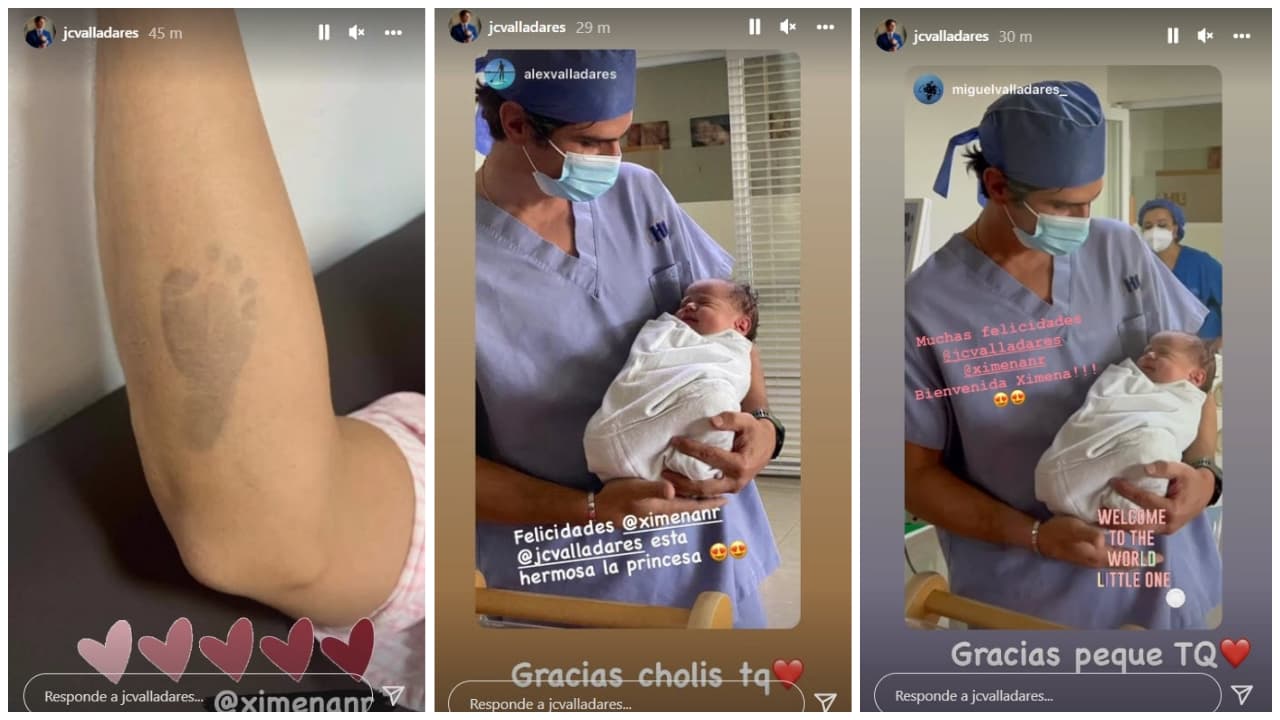 Juan Carlos Valladares, esposo de Ximena Navarrete, y su hija recién nacida.