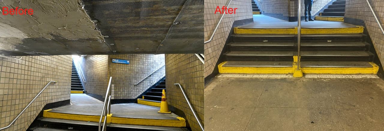 También se hizo limpieza profunda de escaleras y reparaciones de concreto en techos y pisos.