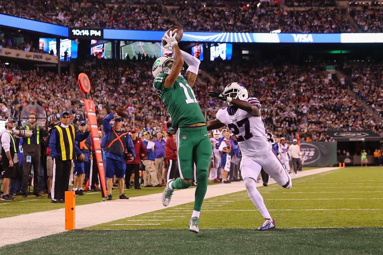 Clase de partido de Robby Anderson. El receptor de los Jets tuvo 6 pases completos para 146 yardas incluyendo 2 dentro de las diagonales.