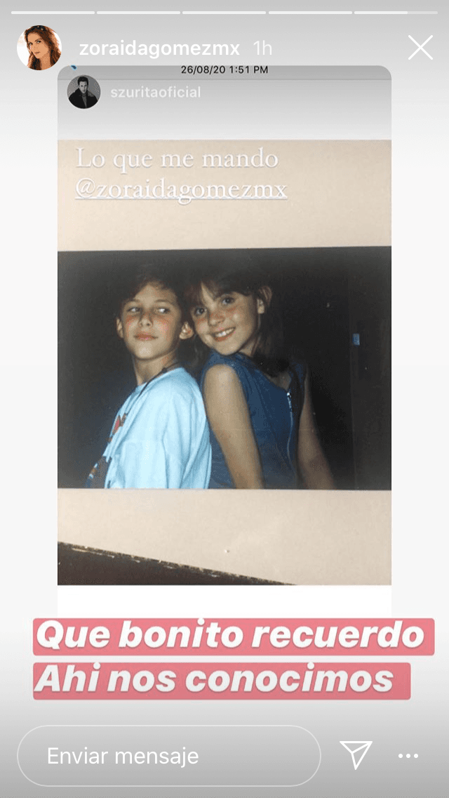Le hizo llegar esta foto en la que aparecen siendo niños cuando actuaban en esa telenovela. 
<b>"Ahí nos conocimos"</b>, escribió Zoraida. 
<br>