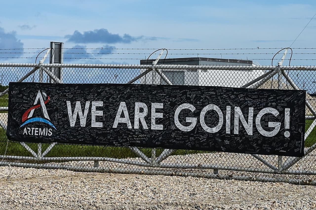 Parte de las instalaciones de la misión Artemis I en Cabo Cañaveral, Florida.