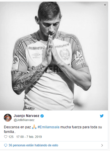 El futbolista colombiano, en poder del Betis pero jugando para el Almería en Segunda, se sumó a los mensajes.