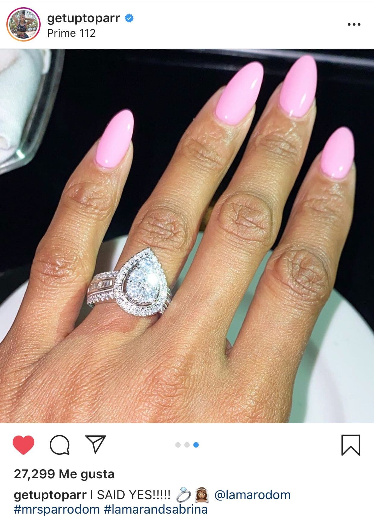 Su publicación estuvo acompañada por el mensaje: 
<b>"Dije que sí".</b>