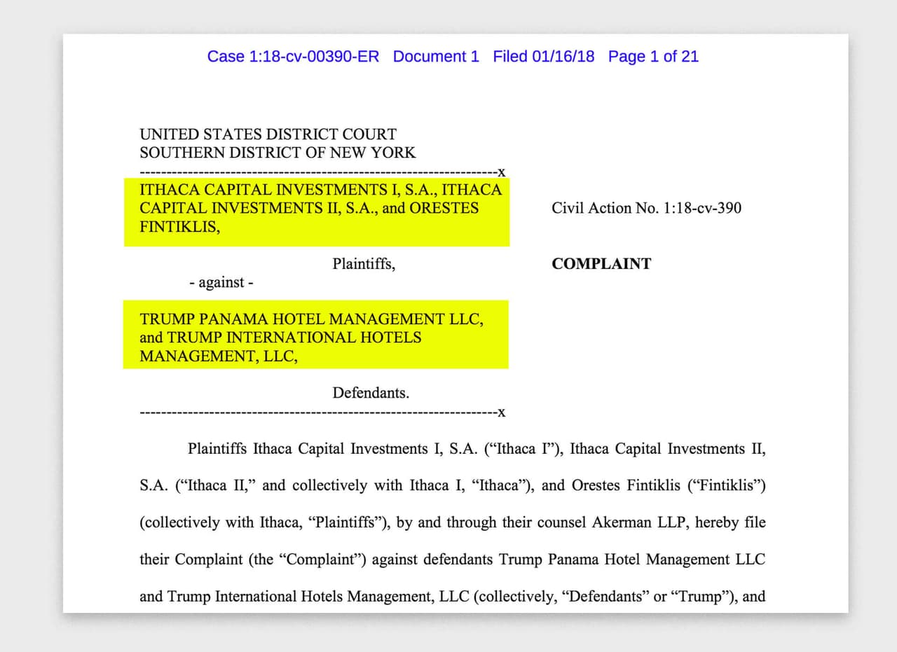 Ithaca Capital is seeking $15 million in damages for the alleged mismangement of the hotel. Trump has countersued for $150 million.