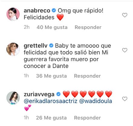 Sus compañeros actores le dejaron sus felicitaciones en la red social, entre ellos Ana Brenda Contreras, Grettell Valdez y Zuria Vega.