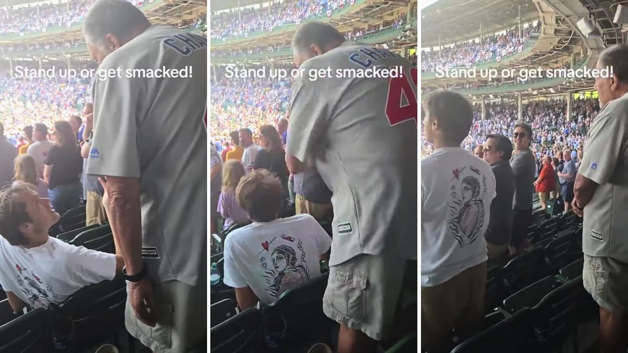 Veterano golpea en la cabeza a fan sentado durante el himno nacional; lo que pasó después te sorprenderá