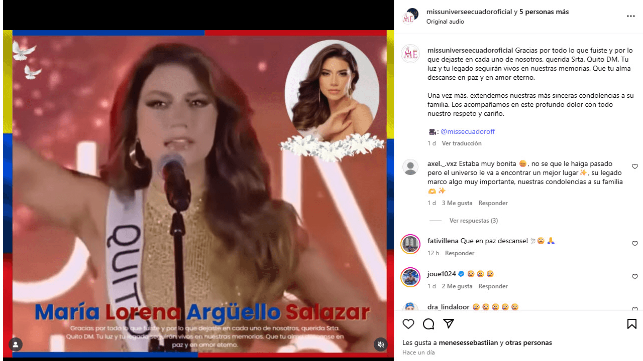María Lorena Argüello Salazar fue semifinalista de Miss Universe Ecuador 2024.