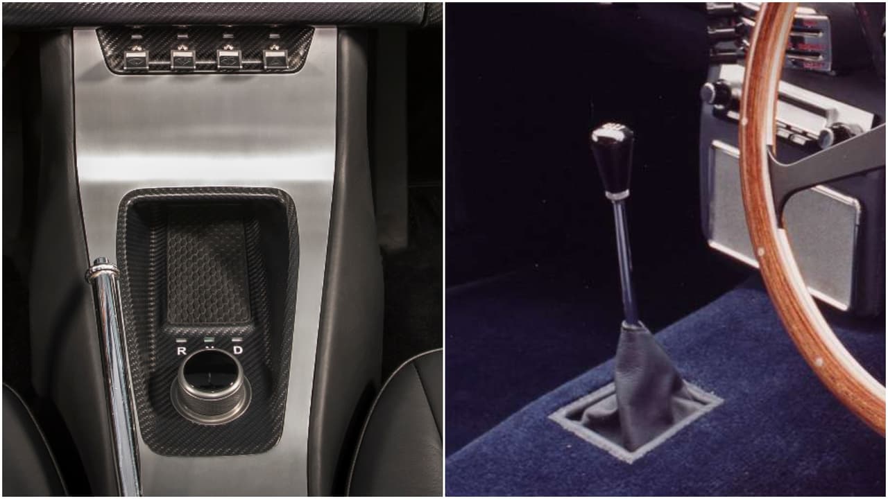 <b>A William le tocó cambiar sus velocidades a mano, a Harry no, porque los autos eléctricos no necesitan transmisión.</b>
<br>
<br>Jaguar adaptó al E-Type Zero uno de sus selectores de cambios rotativos, pero solo para Reversa, Neutral y Drive ya que los motores eléctricos no necesitan de cambios de velocidad. Por su parte, el Aston Martin mantiene su transmisión manual de 5 velocidades por lo que sospechamos que Harry tuvo una experiencia mucho más relajada que su hermano. Según el mismo príncipe Carlos a William estaba tan nervioso el día de su boda que se le olvidó soltar el freno de mano del DB6, por lo que hizo todo el recorrido quemando los frenos traseros.