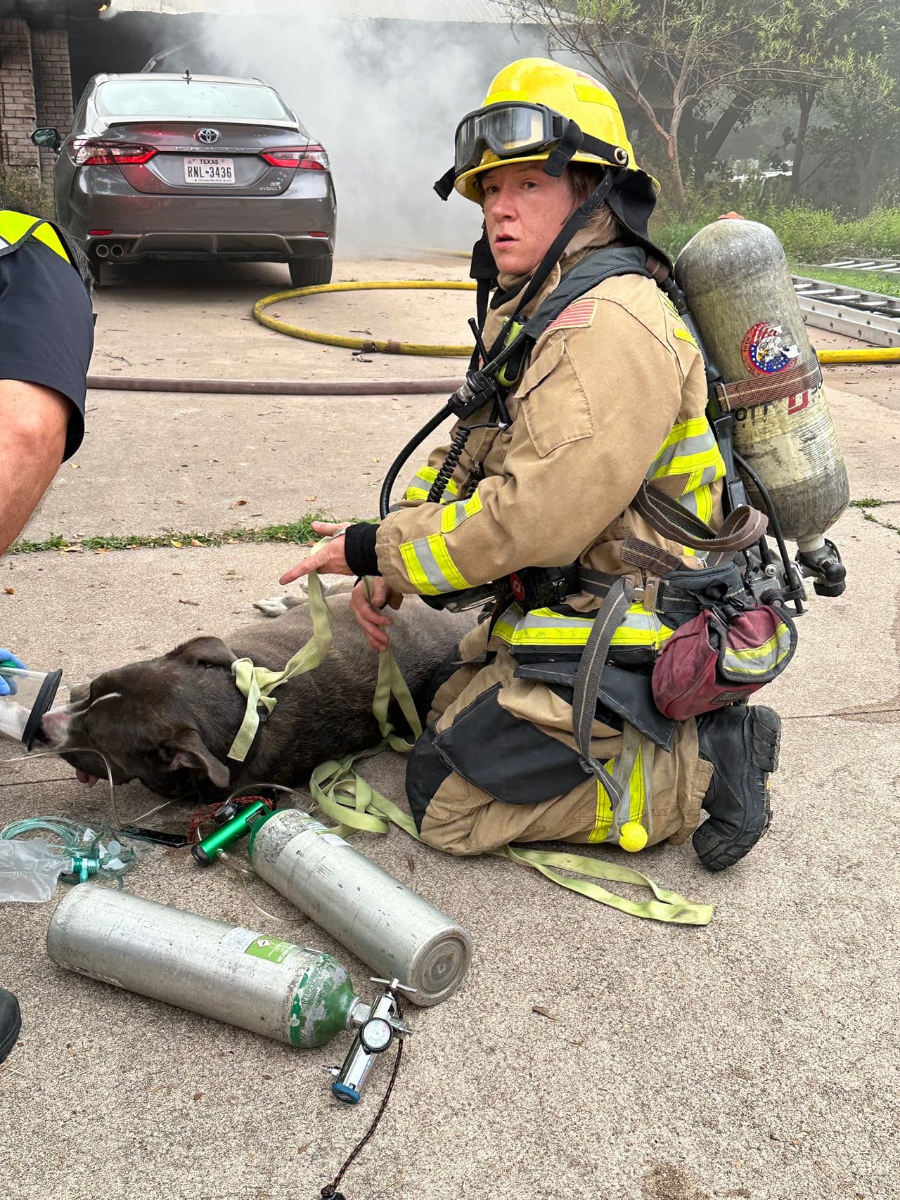 Según los primeros reportes, el fuego comenzó en la cochera de la vivienda y se informó que había dos perritos atrapados dentro.