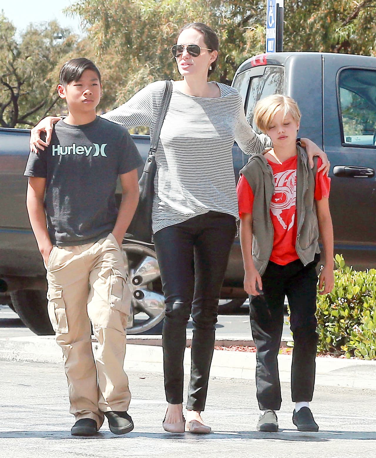 Angie siempre junto a sus hijos.