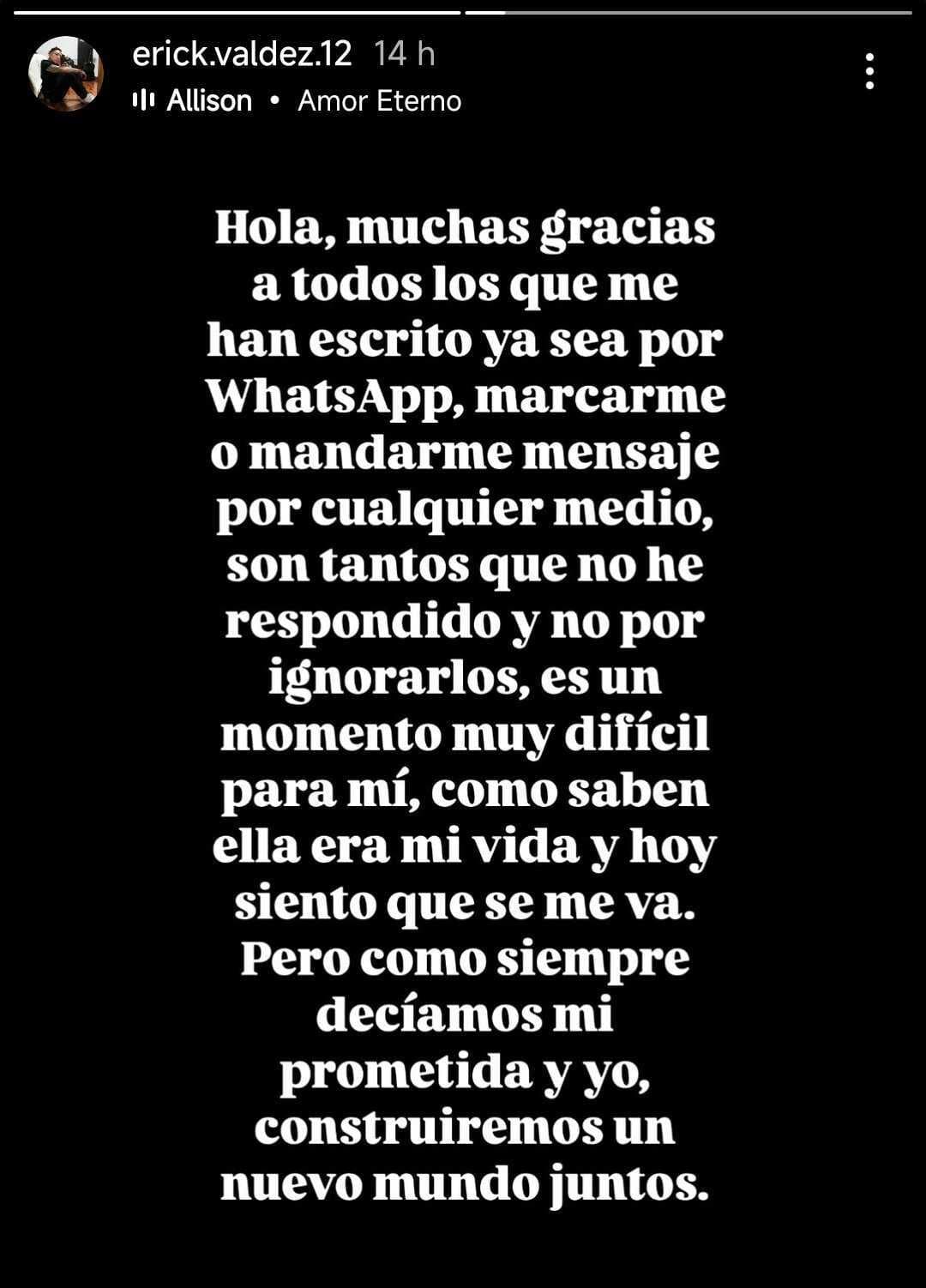 Erick Valdez, novio de Karen Hernández, reconoció que atraviesa un "momento difícil".