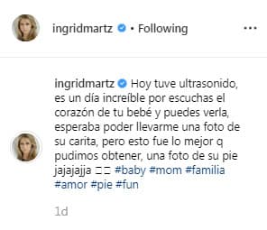 Ingrid no lo consiguió y, en lugar de eso, solo pudo ver un piecito. Claro que esto no opacó su felicidad porque también pudo escuchar los latidos de su hija.