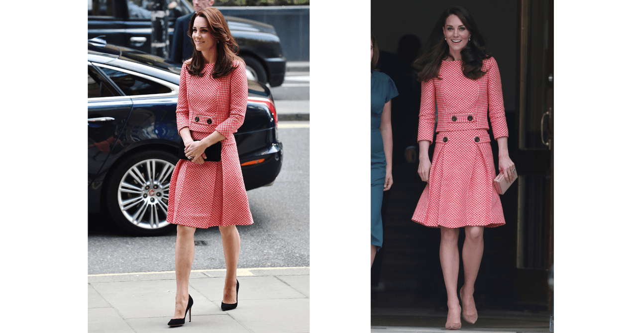 En marzo del 2016, Kate Middleton estrenó un conjunto de falda y top de Eponine London, de cuadros rojos y blancos. Precisamente un año después lo volvió a usar, aunque en la segunda ocasión optó por combinarlo con accesorios ‘nude’ en vez de negro.