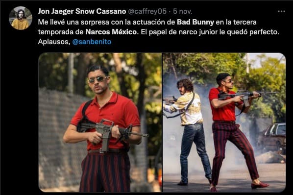 Reacción de fan a Bad Bunny en Narcos: México