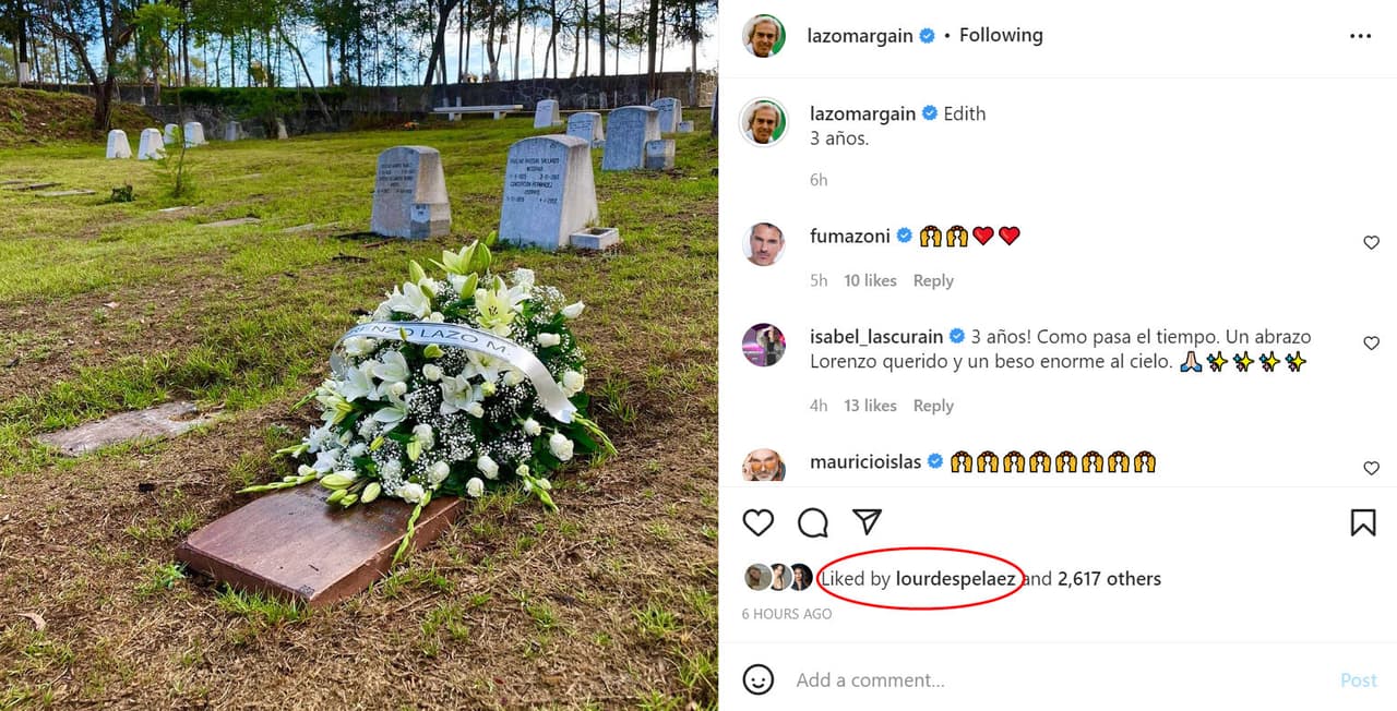 En su feed de la red social publicó la misma instantánea y al pie de ella se lee: "Edith. 3 años". Cabe destacar que su actual novia, Lourdes Pelaez, reaccionó dándole 'me gusta' a la publicación.