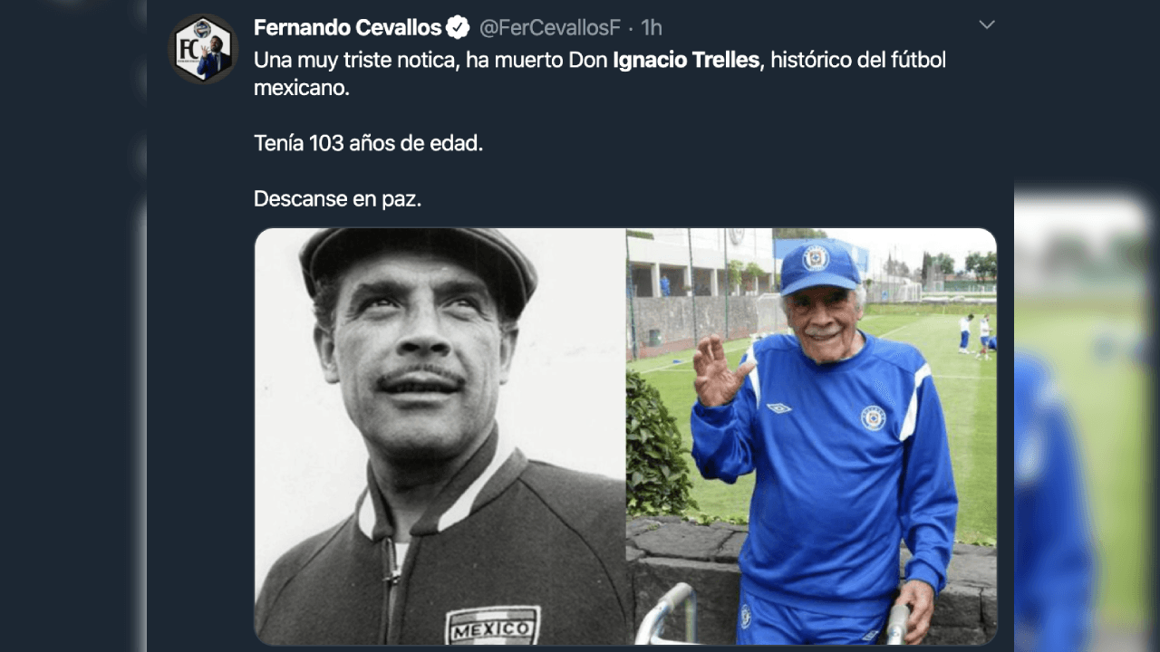 Así reacciona el mundo futbolístico ante el fallecimiento de Ignacio Trelles a sus 103 años.