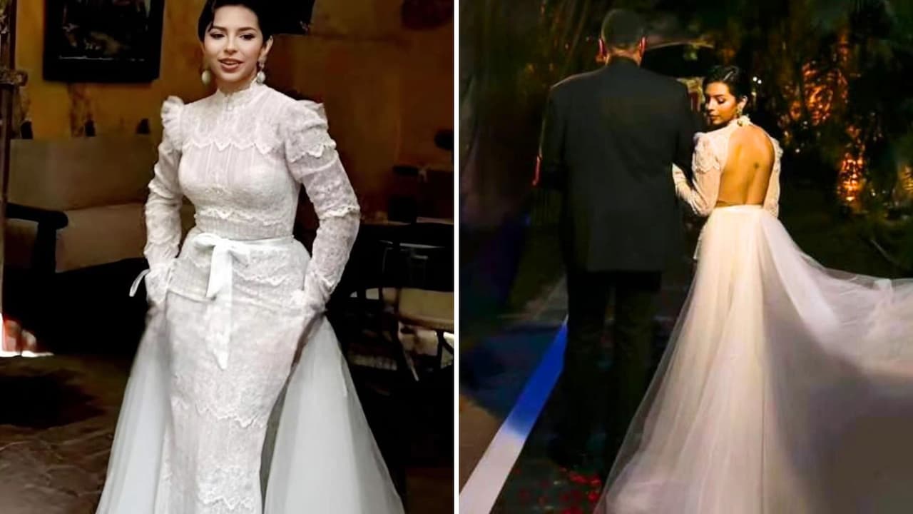 ¿Ángela Aguilar usó 4 vestidos de novia diferentes en su boda? Aquí están las fotos de todos sus looks
