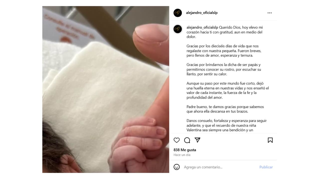 Valentina era la sobrina recién nacida de Ana Bárbara y la presentadora Esmeralda Ugalde.