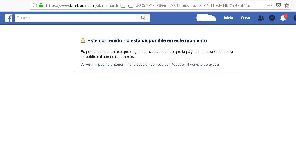 La 
<b><a href="https://www.facebook.com/alan.k.pardo?__tn__=%2Cd*F*F-R&eid=ARB7lh8xanoaaXilx2HEHwMNkCYc4SblrYoxhTk7yIfdeeNhz8LRlzerT4jTpY98C9WbPu2UFTJ7rap6&tn-str=*F" target="_blank">cuenta de Facebook</a></b> que estaba a nombre de Alan Kaleb Pardo aparece como "caducada". En Instagram, su nombre ya no arroja resultado en la búsqueda para localizar el perfil que hasta la semana pasada estaba disponible.