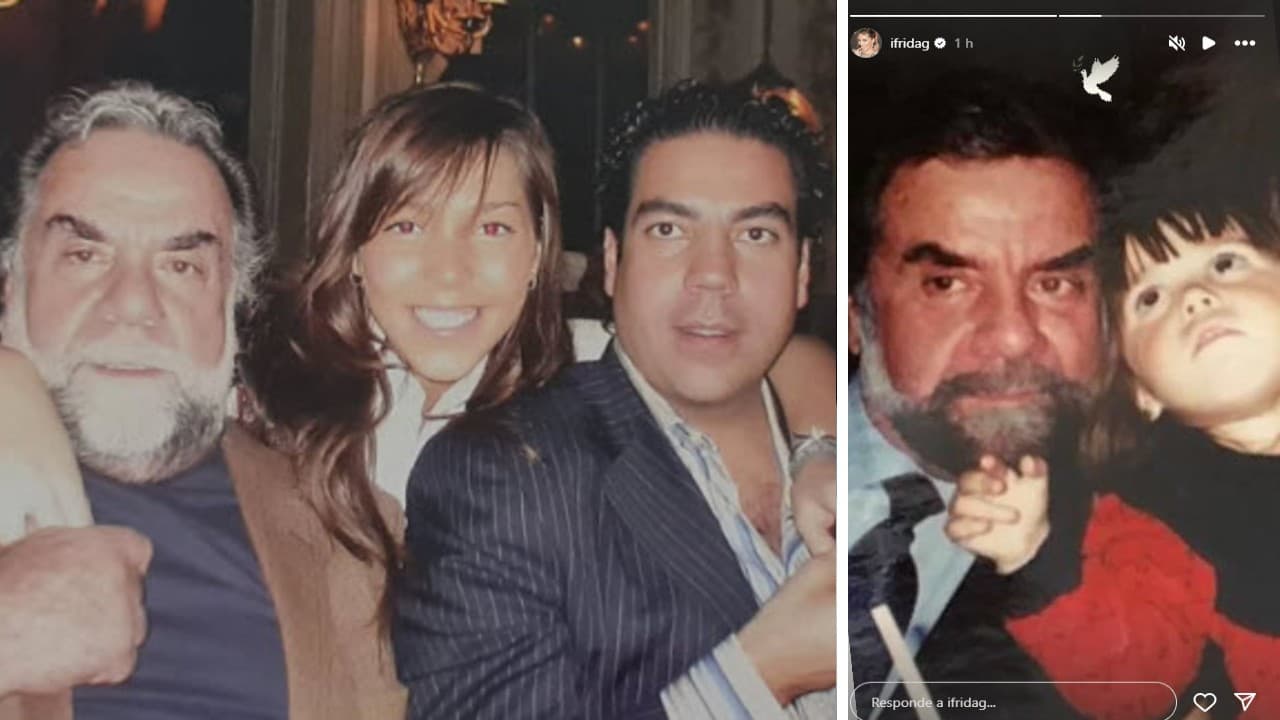 Frida Sofía, su abuelo Cayetano y su padre Pablo Moctezuma.