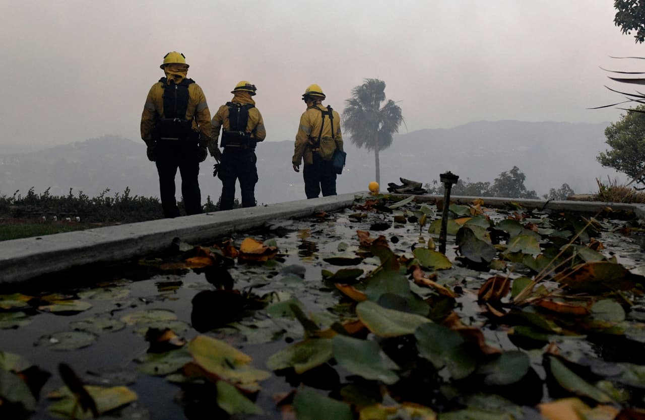 Los bomberos continúan investigado las causas de las llamas y no se descarta que un cable de corriente al borde de la autopista 405 haya sido el catalizador del siniestro.