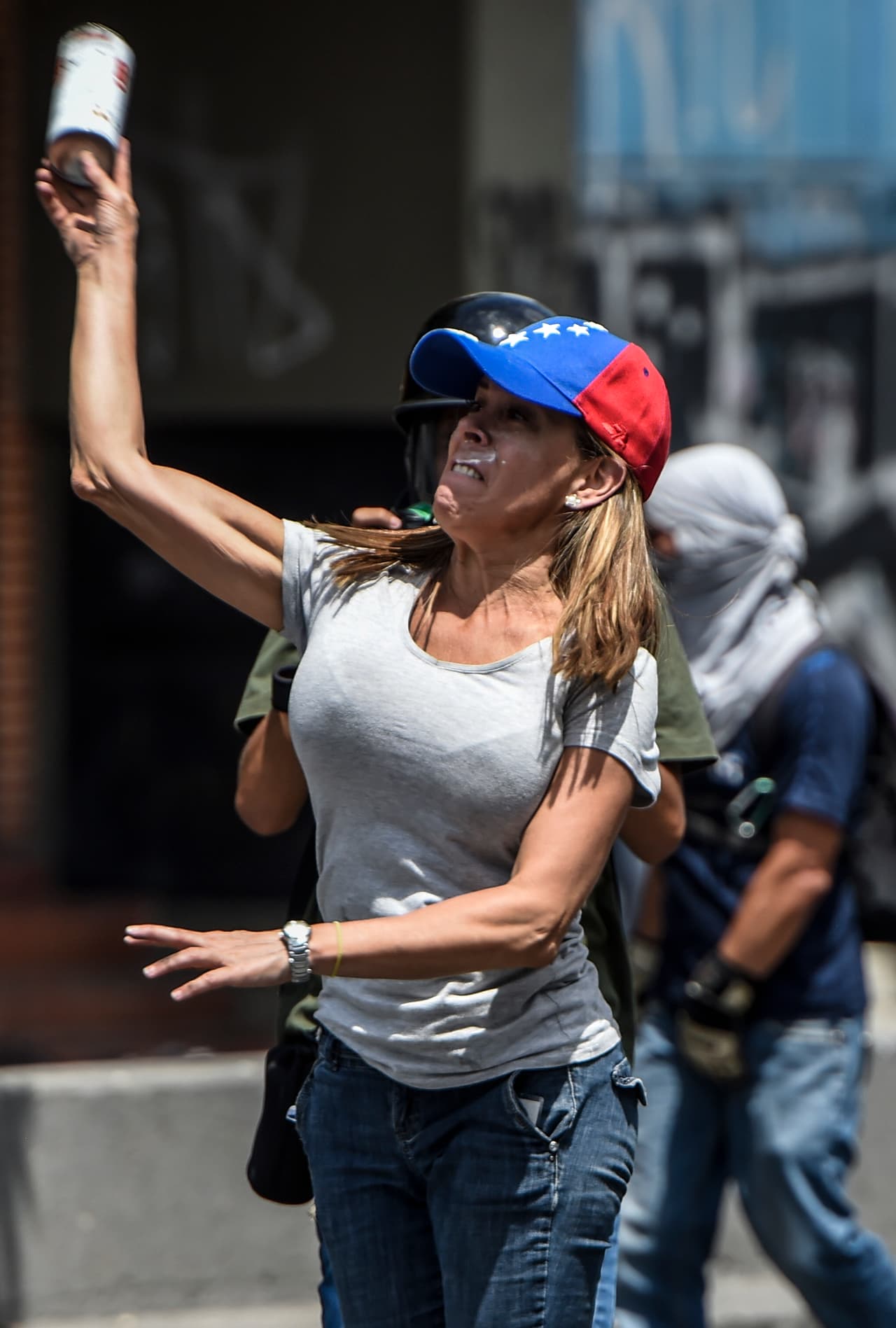Women protesters show the same level of motivation and strength as others on the front lines. April 6, 2017.