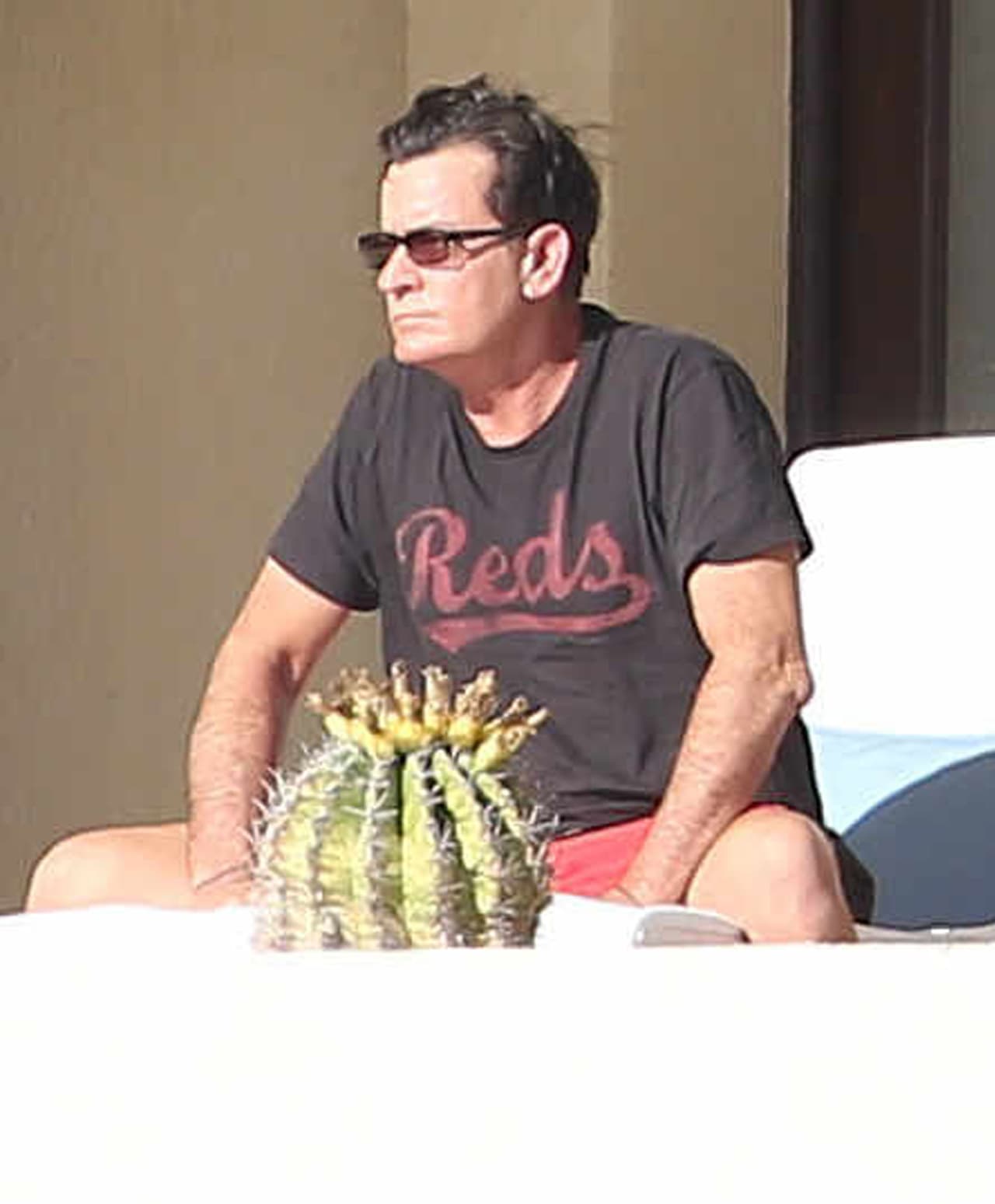 Charlie Sheen se está relajando en las playas de Cabo San Lucas, México.