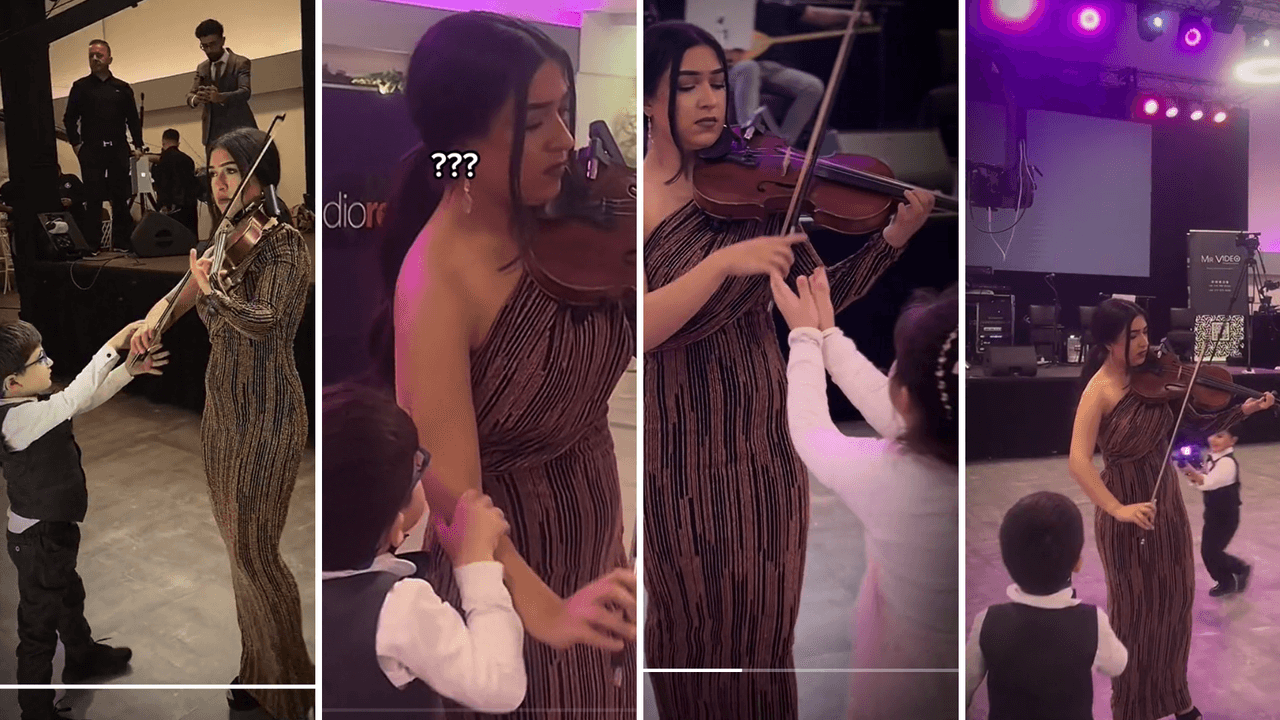 Niños interrumpen a violinista durante presentación en boda: video viral en TikTok