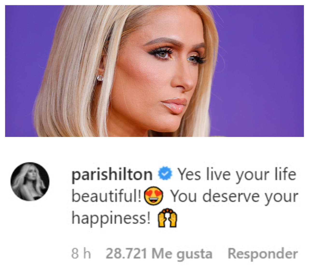 La cantante tuvo el apoyo de famosas como Paris Hilton, quien le escibió: "¡Vive tu vida hermosa. Mereces tu felicidad!".