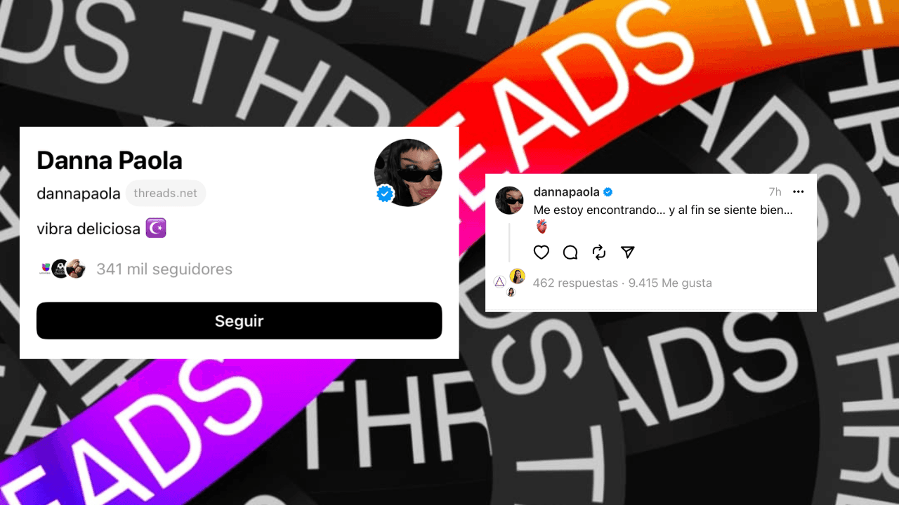 El primer mensaje de
<b>Danna Paola</b> en Threads fue de motivación para sí misma, en el que asegura que se siente bien por encontrarse.