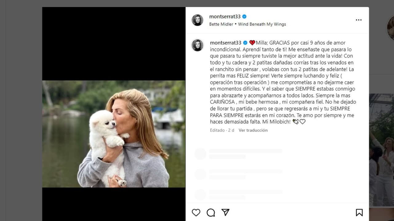 Montserrat Oliver sufre pérdida de ser querido.