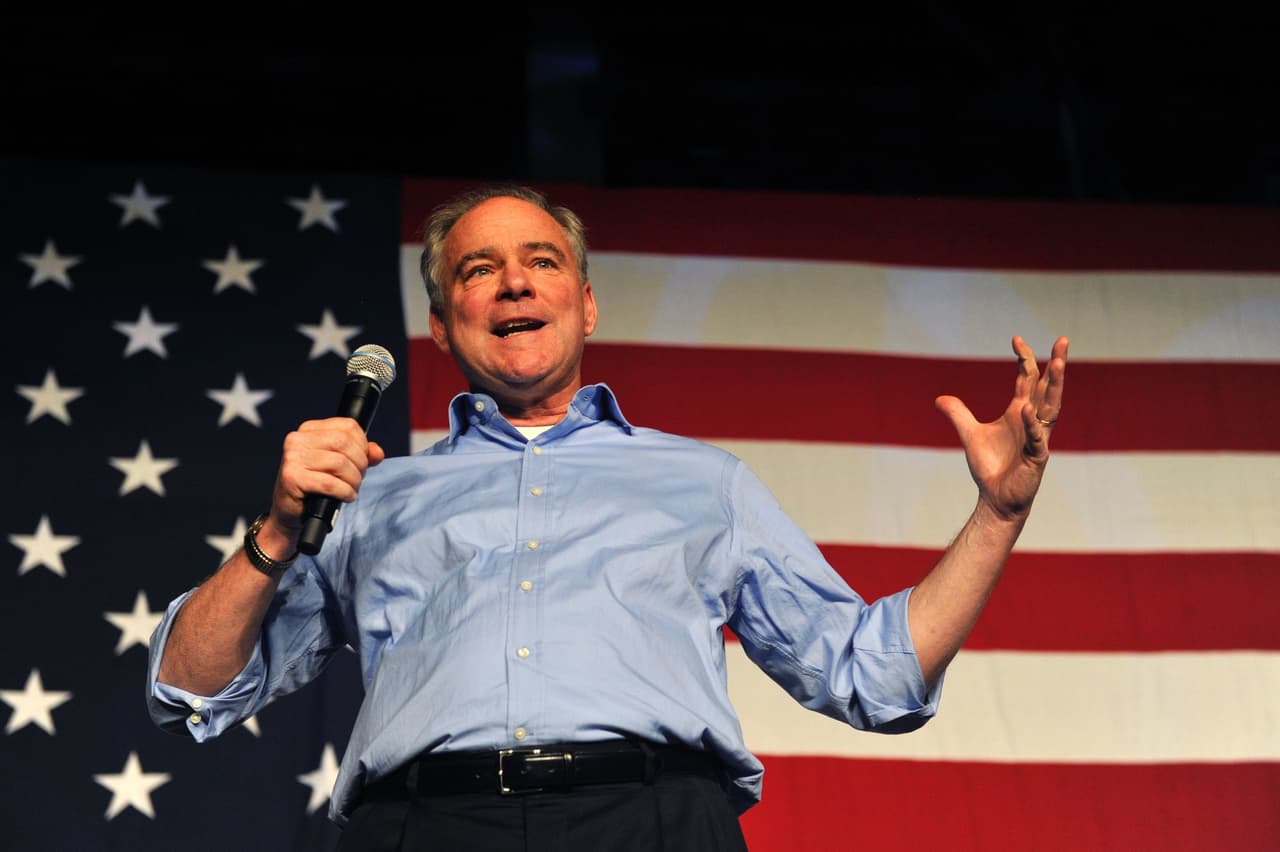 Tim Kaine durante un acto de campaña.