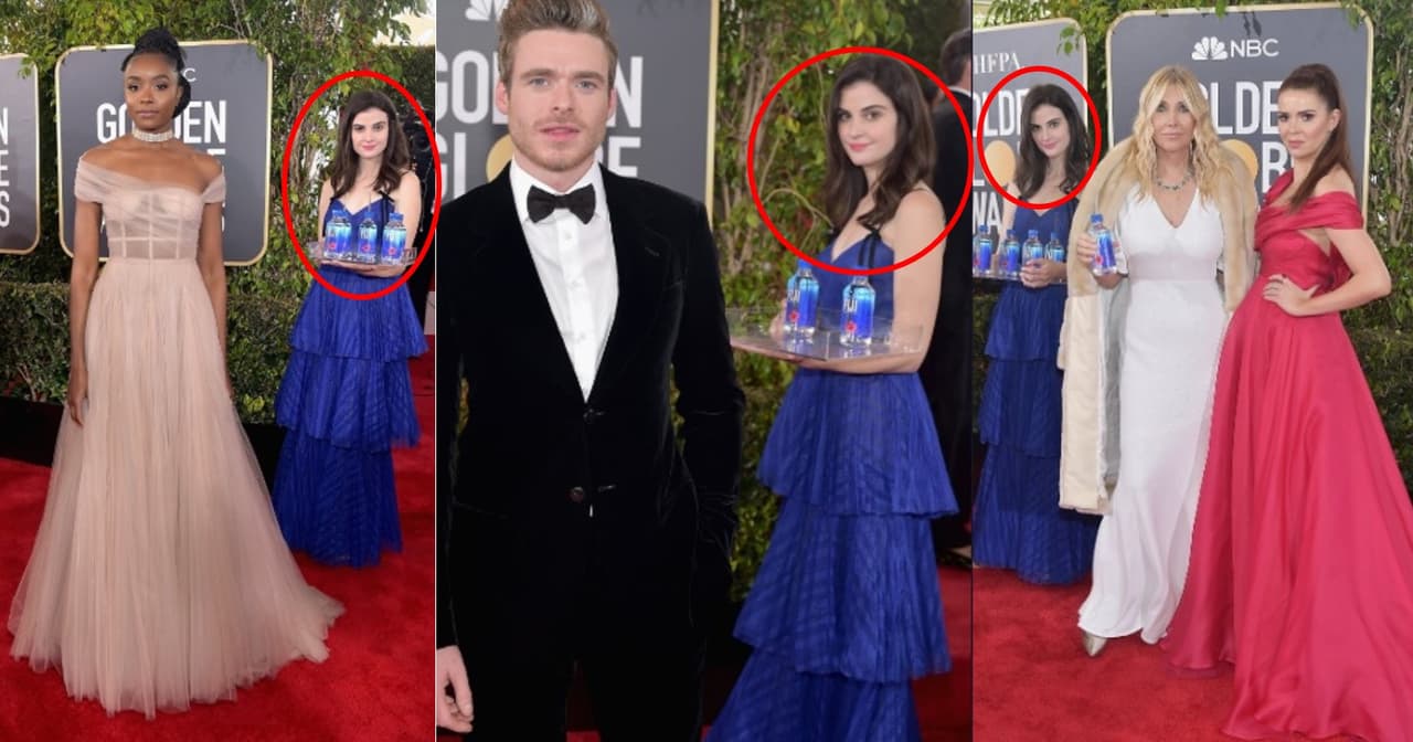 Se robó el show en los Globos de Oro: la chica del agua que se coló en las fotos de famosos