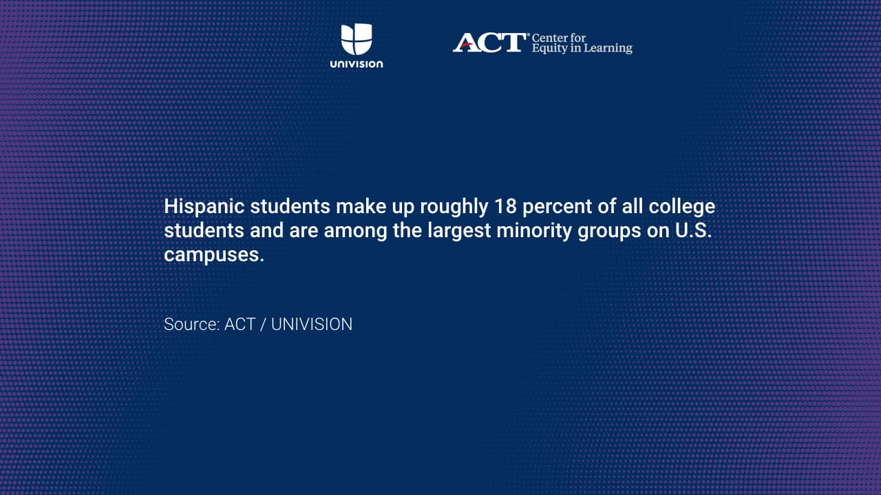 Los estudiantes hispanos representan aproximadamente 18% de todos los estudiantes universitarios y son uno de los mayores grupos minoritarios en los campus de Estados Unidos.