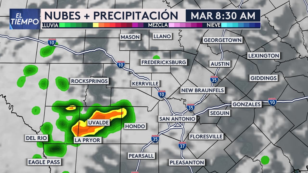 El martes, una serie de tormentas afectará parte del centro de Texas, 
<b>con aguaceros aislados principalmente sobre la zona de Uvalde.</b>