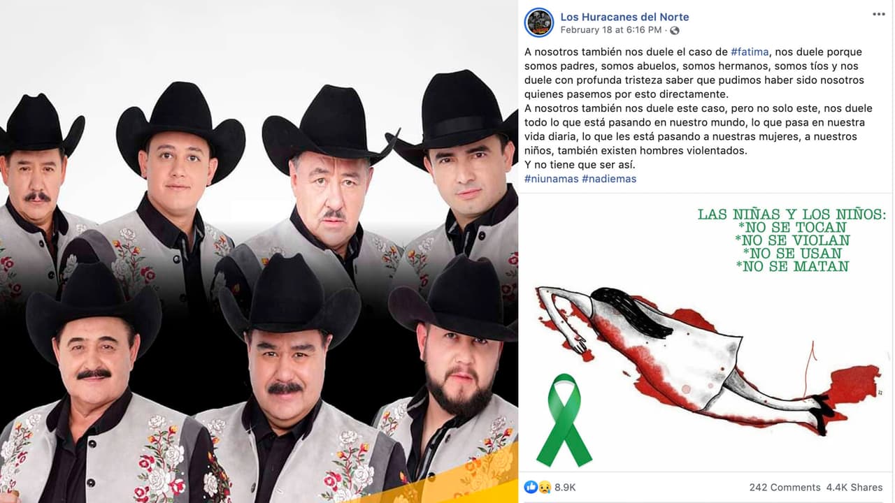 <b>Los Huracanes del Norte</b> se solidarizaron como padres que son y no se quedaron callados: "a nosotros también nos duele el caso de #Fátima, no duele porque somos padres, somos abuelos, somos hermanos, somos tíos...".