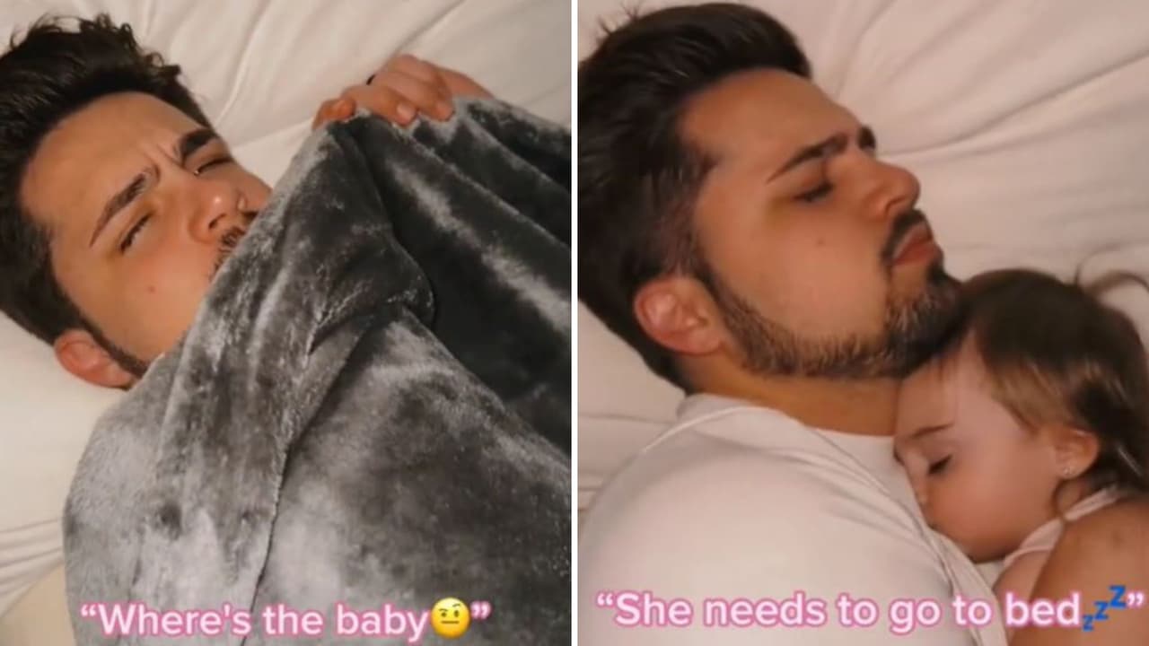 Papá derrama ternura al negarse a dejar que su hija duerma sola.