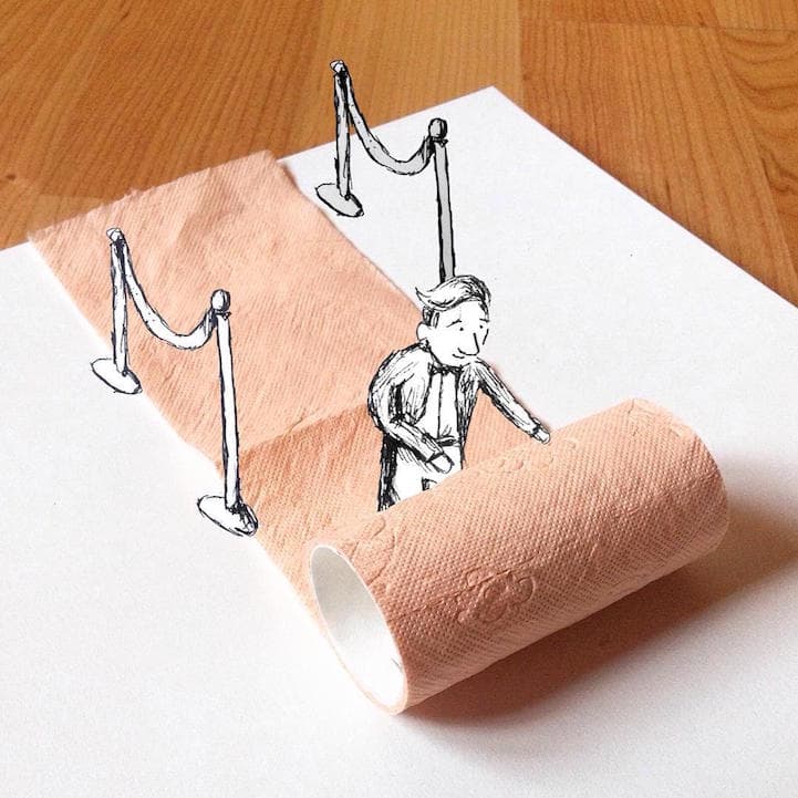 Kristián Mensa es un ilustrador nacido en Praga, de 18 años, que crea arte usando objetos de uso cotidiano,dándole una nueva dimensión a cosas como rollos de papel higiénico, frutas y flores.