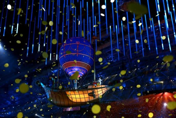 Después de la ceremonia de traspaso de la bandera olímpica a la ciudad surcoreana de PyeongCheang.